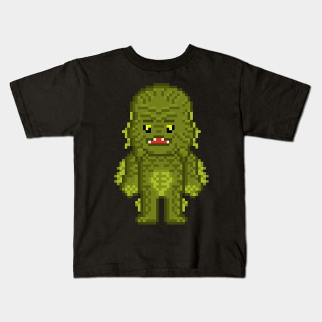 Pixel Monster Lagoon Creature Kids T-Shirt by gkillerb